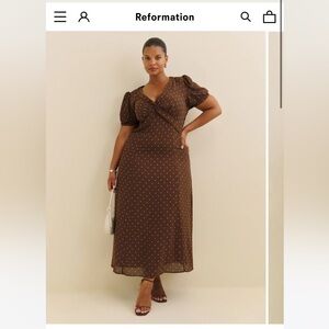 Reformation Michelle Dress Es Brown - Size 14